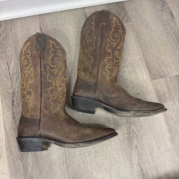Justin Boots Men’s Leather Western Size 9.5 D Style 2253 Brown Cowboy Round Toe - Picture 3 of 11